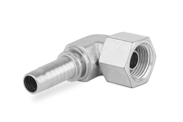 Końcówka do węża niskie kolanko 90st. kute z nakrętką z drutem DKR90-K TW C12K-20 G3/4” 2320-12-12