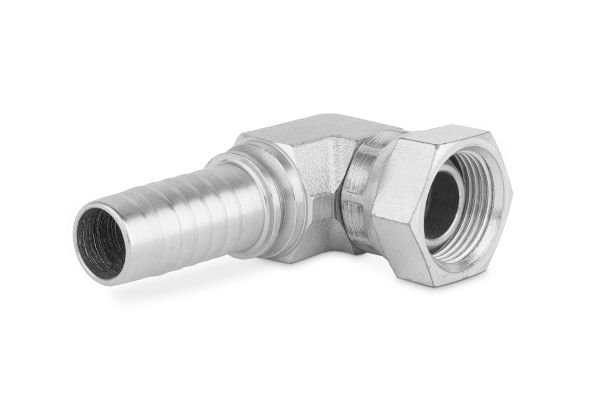 Końcówka do węża niskie kolanko 90st. kute z nakrętką zagniataną DKR90-K C12K-16 G5/8” 2321-10-10