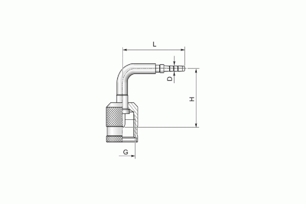Końcówka do węża pomiarowego DN2 kolanko 90st. z nakrętką, minimes M16x2 31TTN090 z zaślepką