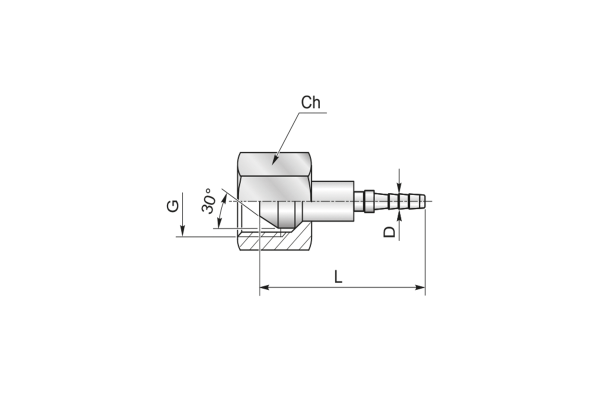Końcówka do węża pomiarowego DN3 prosta z nakrętką DKR C11-03 G1/4" 38140003