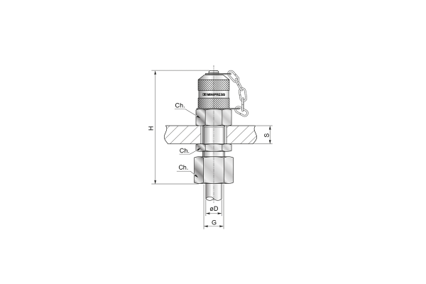 Przyłącze pomiarowe grodziowe wg DIN 3861 DN8 M16x1,5/M16x2 zat. metal. S11616X15C