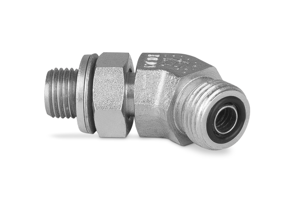 Przyłączka kolankowa 45° z przeciwnakrętką 1” BSP-1 7/16” ORFS 6260-16-15