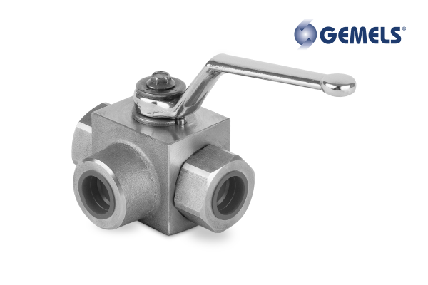 Zawór kulowy odcinający 3-drogowy 1/2" BSP DN13 typ "L" 500Bar stal nierdzewna 316L GE3GGT33044A000