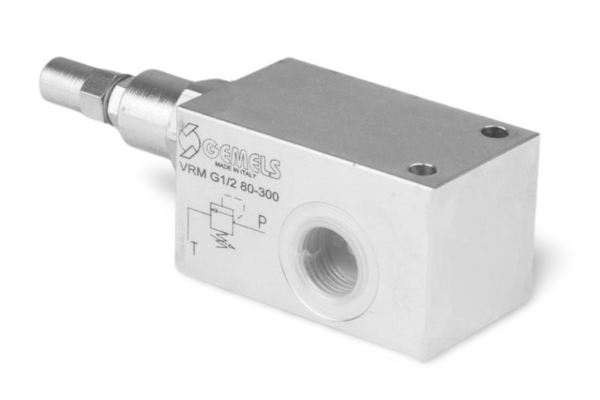 Zawór przeciążeniowy VRM G3/4” 80-300 bar 90 l./min. kapturek z wyjściem pod manometr M1/2" stal NVR2G040001