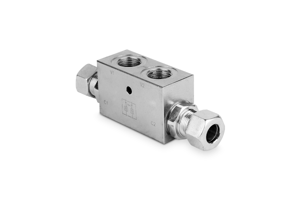Zawór zwrotny bliźniaczy sterowany z otw. montaż. DIN 2353 3/8" BSP 30l./min. 350Bar D12 LVDT-DIN15