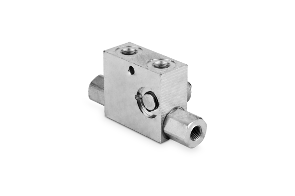 Zawór zwrotny sterowany pojedynczy+ by-pass 1/2" BSP prawy 50l./min. 300 bar stal VRPSE025FR
