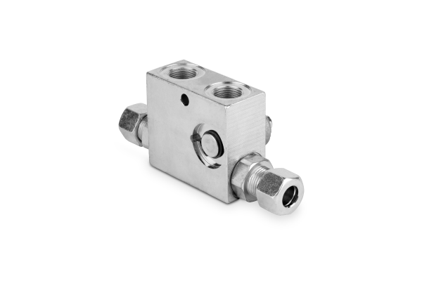 Zawór zwrotny sterowany pojedynczy+ by-pass - DIN2353 3/8" BSP D15 prawy 50l./min. 300 bar stal VRPSE02AR