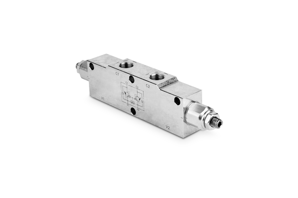 Zawór zwrotny sterowany przeciążeniowy bliźniaczy 1/2" 60l./min. 30-210bar stal imbus VBCD1201S