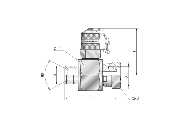 Złącze pomiar. trójnikowe obrotowe zew-wew M16x2 / 1/2" zat. metal. S11912G00C